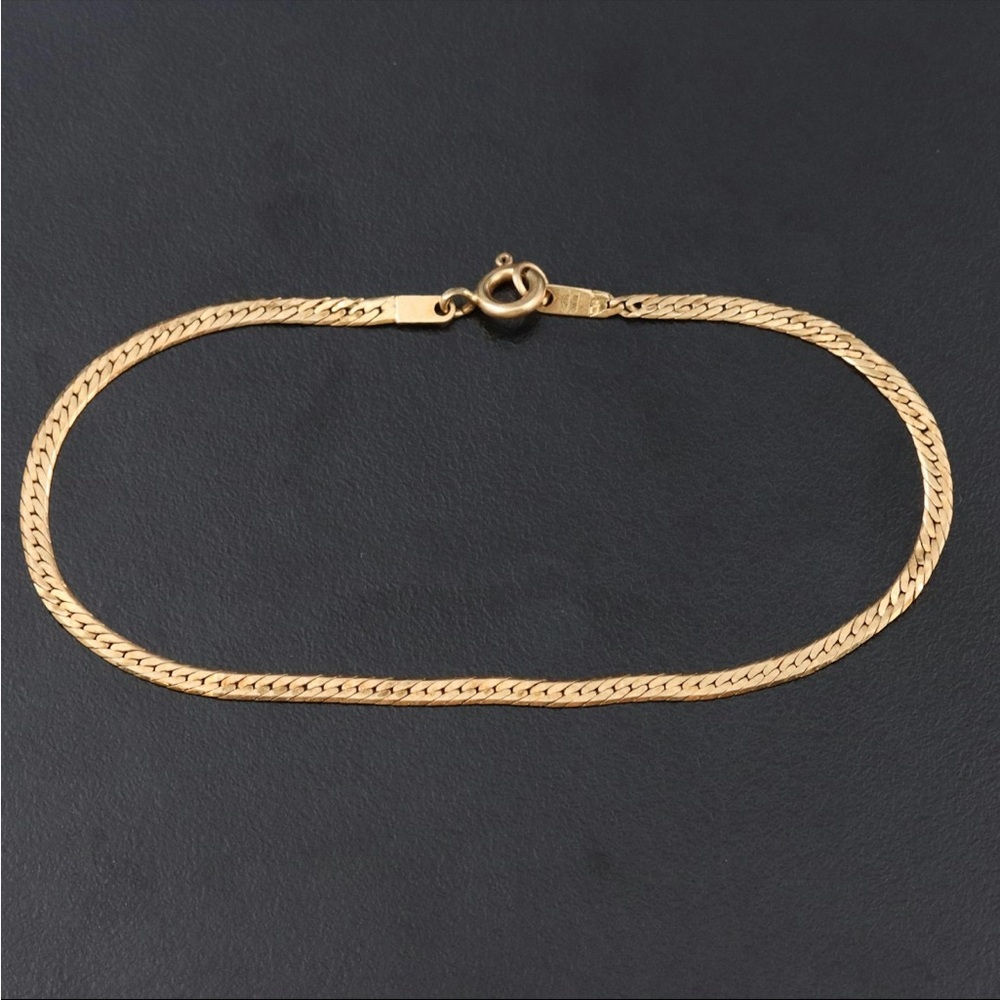 18k Gold Herringbone Chain Bracelet